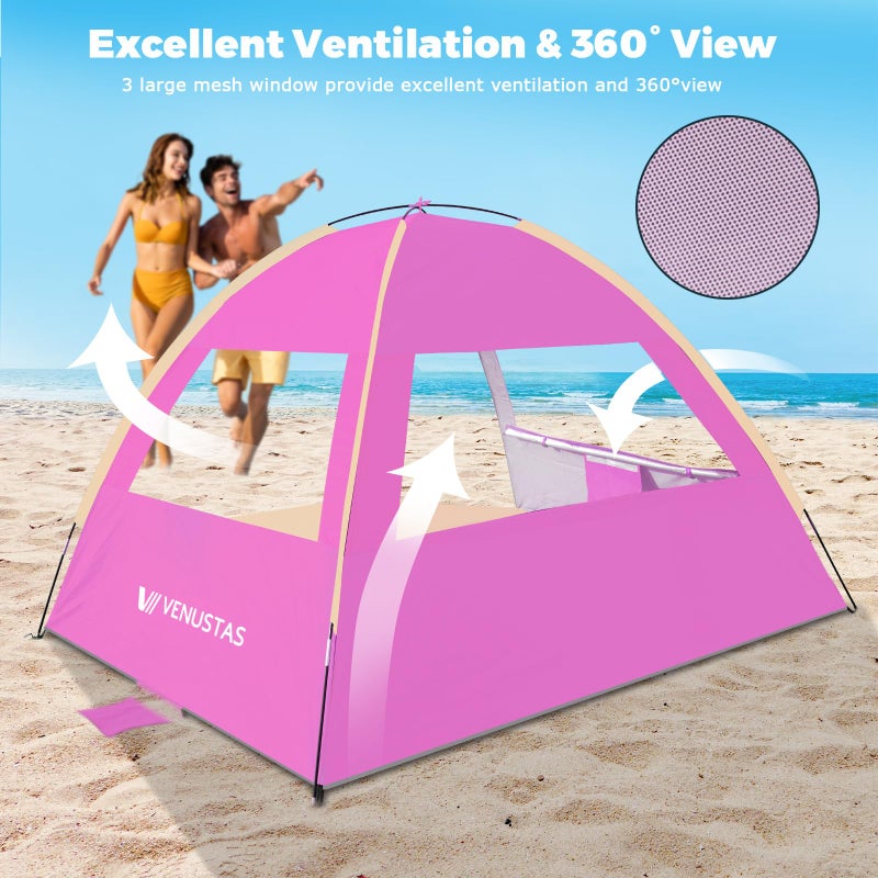Venustas Beach Tent Sun Shelter for 3/4-5/6-7/8-10 Person, UPF 50+ UV Protection Beach Canopy, Lightweight and Easy Setup Cabana, Portable Shade Tent - Image 4